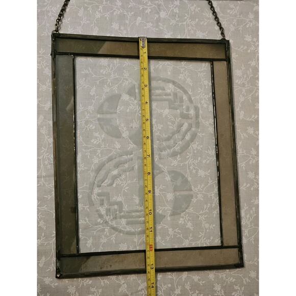 Glass Etched Abstract Art Window Suncatcher Wall Hanging Circles 13.25"x 10.5" - Picture 7 of 8